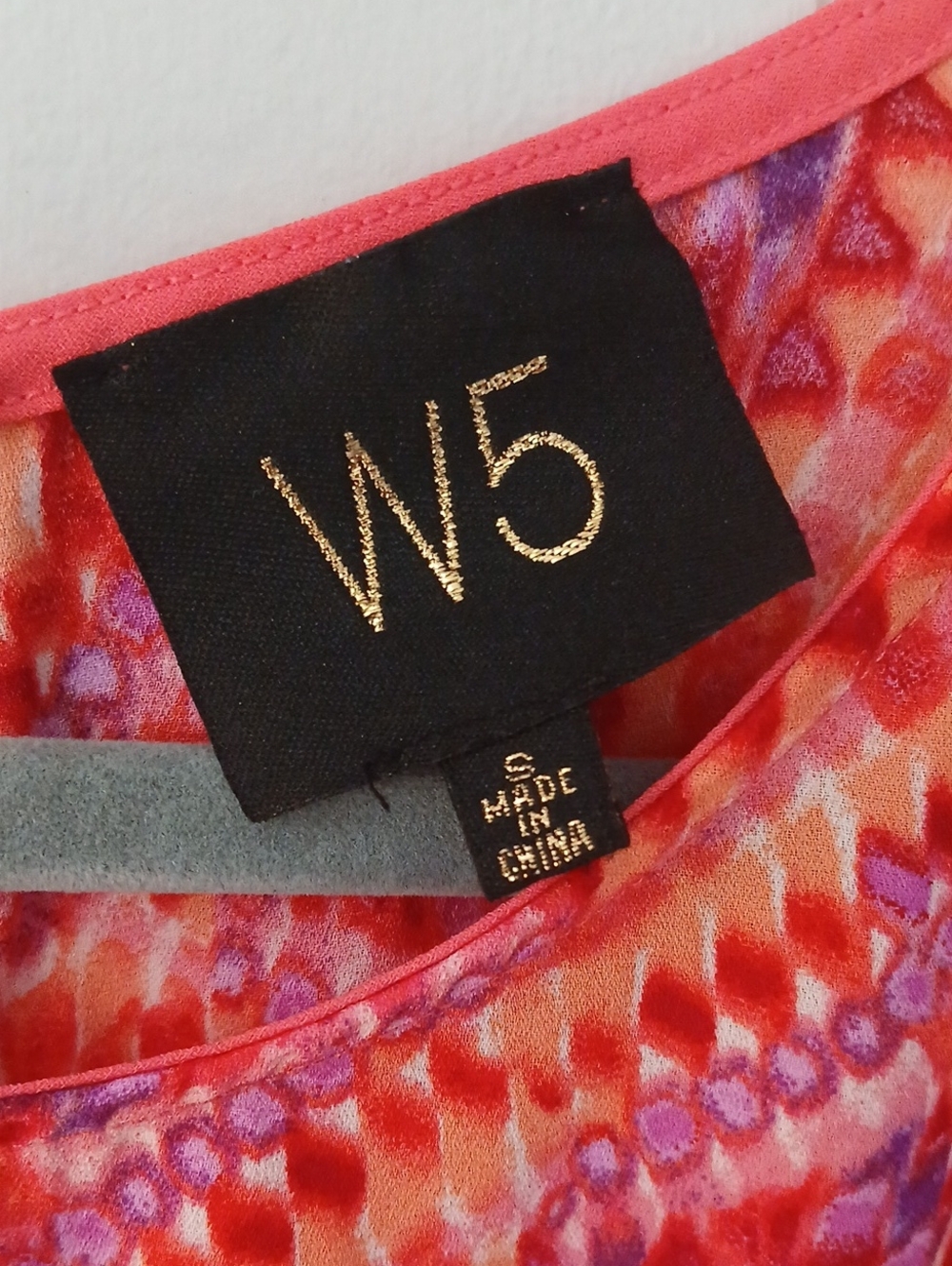 W5 Women's Pink & Orange Short Sleeve Printed Top - Picture 3 of 5
